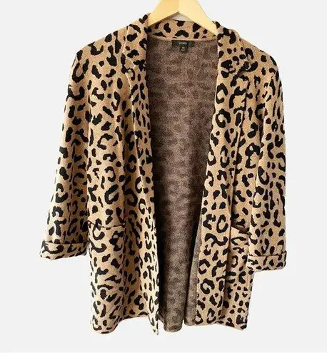J.Crew  Sophie Open-Front Leopard Sweater Blazer Relaxed Fit Wool Blend X-Small - Image 1