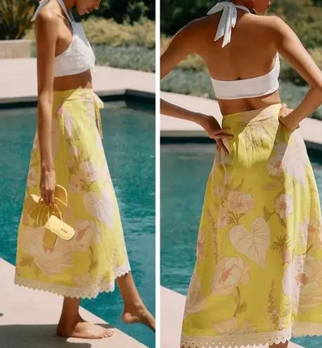 Uniform Advantage Farm Rio Garden Linen Blend Wrap Skirt, Size L