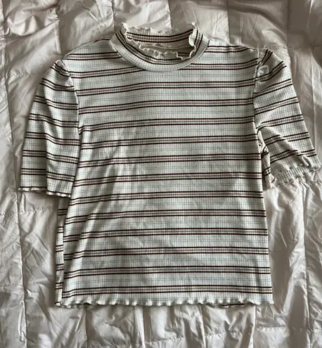 Francesca's Francesca’s Lettuce Edged Striped Top