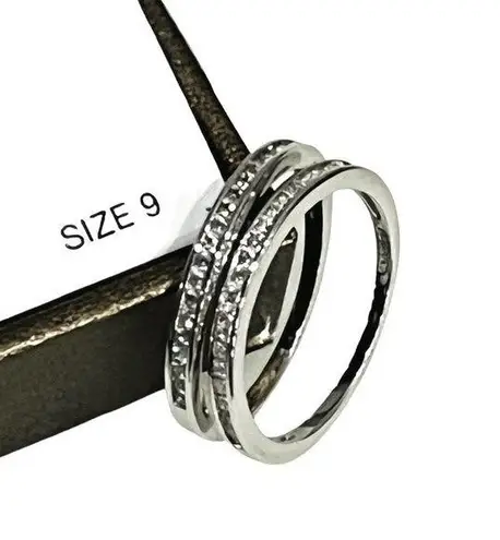 Giani Bernini NEW 2-PC RING SET Size 9 Cubic Zirconia Bands 925 Sterling Silver