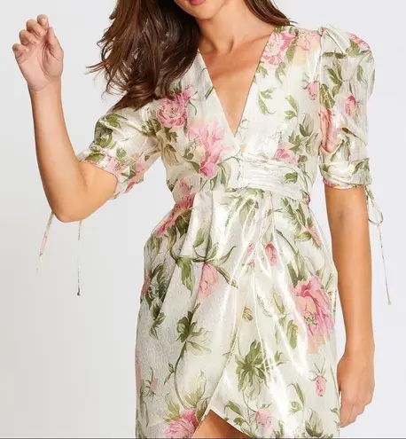 Alice McCALL Salvatore Metallic Floral Mini Dress Gold Size 0 NWT