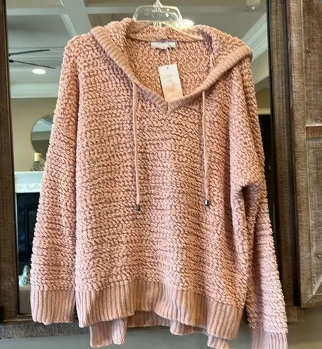 Chunky Peachy Pink Pullover Popcorn Hoodie Sweater Womens Large Hoodie