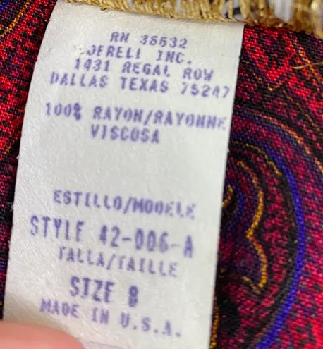 Melissa Vintage Red Paisley  Dress 8 