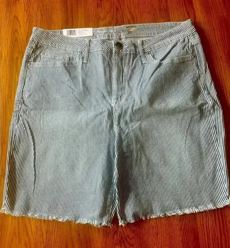 Seven7 NWT Seven 7 Stripe Denim Bermuda Shorts Blue 16 0283