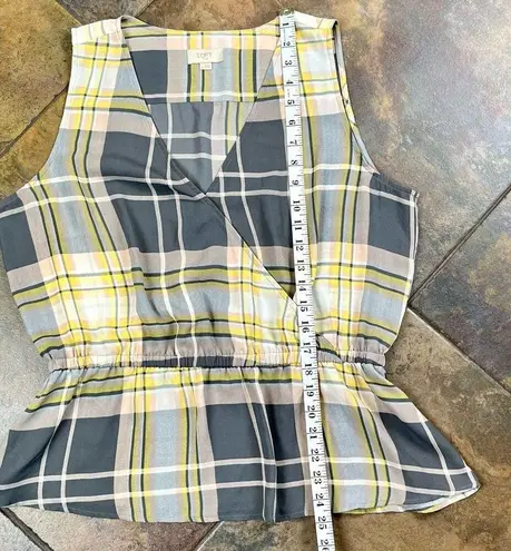 Loft  Outlet Plaid Sleeveless Elastic Waist Tank Top Large