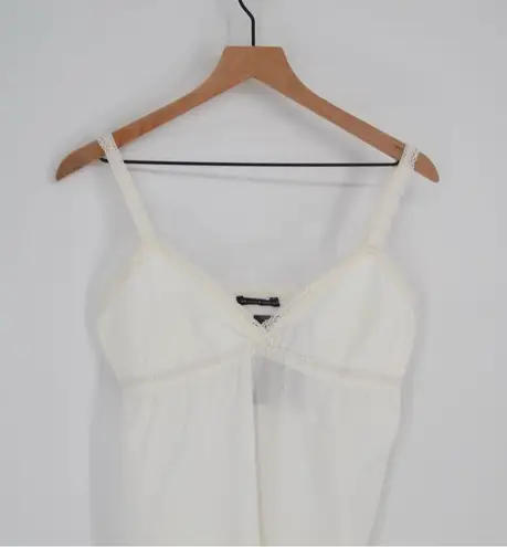 Brandy Melville NWT  Edith Lace Trim Cotton Tank Top V-Neck White One Size