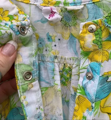 Vintage Caper Coat green floral sleep dress Size L