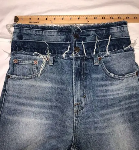 Lucky Brand Lucky Remade Pins Stacked Waist Jeans Size 26 US 2 Blue Cropped High Rise Frayed