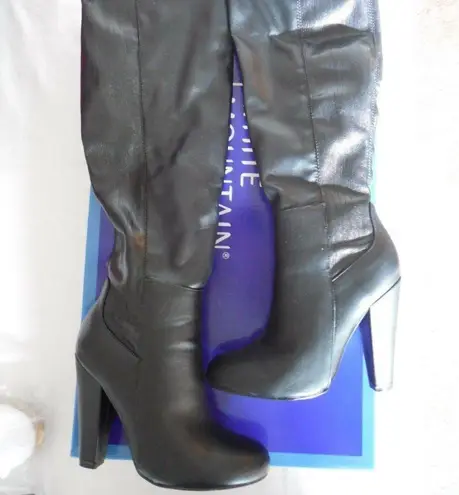 Womens Faux Leather Snake Skin 4" Heel Boots 5.5M Black Size 5.5