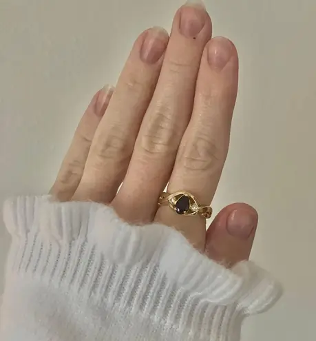 Boutique NWT Pear Garnet Gold Promise Engagement Ring “Scarlette” Red Coffin Teardrop Jewelry