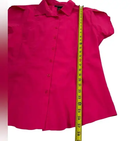 Ashley Stewart Size 12 Button Down Shirt Collared Short Sleeve Pink Cotton