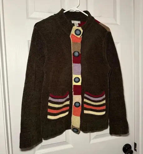 Christopher & Banks Vintage Size Small Chocolate Brown Patchwork Sweater