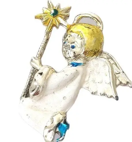 Vintage Angel Holiday Christmas Xmas Brooch Pin Stocking Stuffers Gold