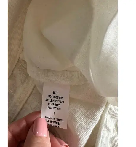 Cloud Ten White Denim Rhinestone Fringe Cuffed High Waisted Shorts Large NEW