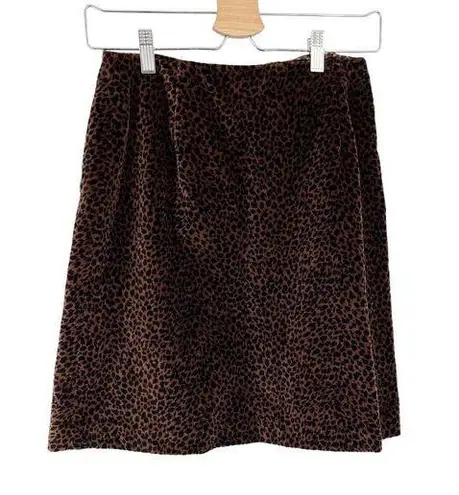 J. McLaughlin  Womens Leopard Animal Printed Velvet Mini Skirt Size 6 Brown