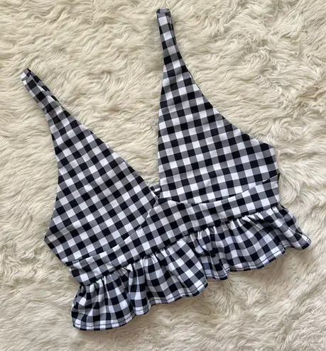 Beach Riot Bra Top Bella Gingham Ruffle Black White M