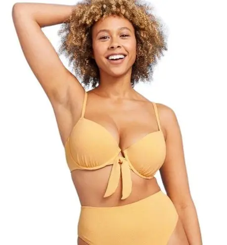 Shade & Shore  Women's Yellow Light Lift Front Tie Bikini Top Size 36C NWT