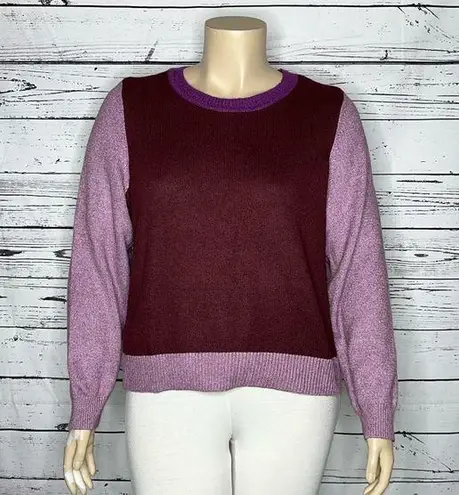 Lane Bryant  NWT Size 22/24 Purple Colorblock Long Sleeve Crop Length Sweater Top