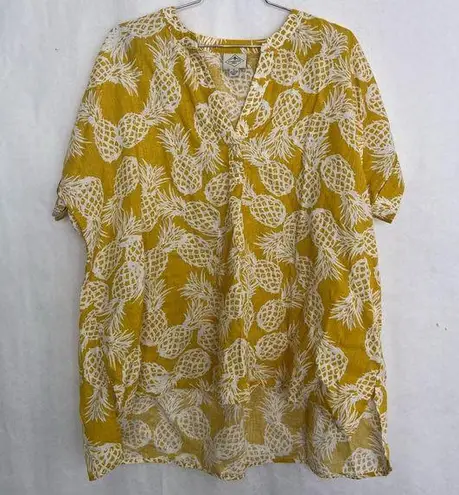 st. john's bay St. John’s Bay Cotton linen, pineapple shirt, size XL