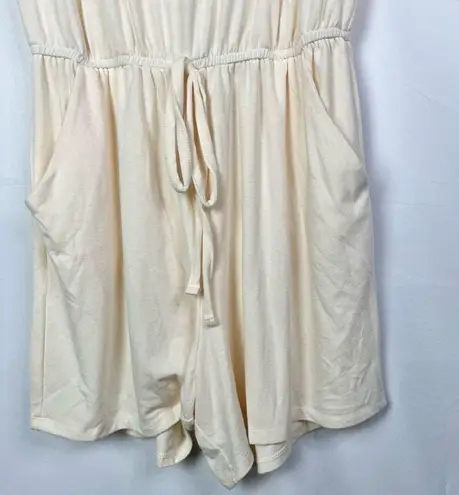 Zenana Outfitters Cream Short Sleeve Shorts Romper M