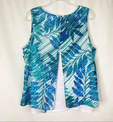 cj banks  | Tropical Blue V-Neck Layered Tank Top 1X