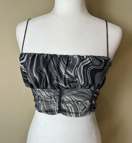 Garage Sheer Crop Top Grey Print Size Small Camisole Tank Top