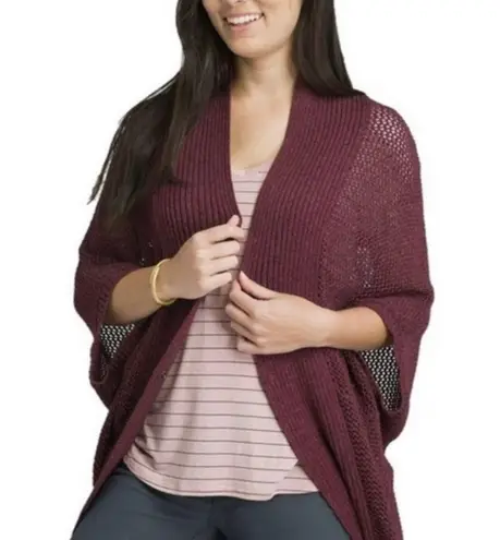 prAna Lima Cocoon Knit Shawl Short Sleeve Cardigan Sweater Purple Red Size XS