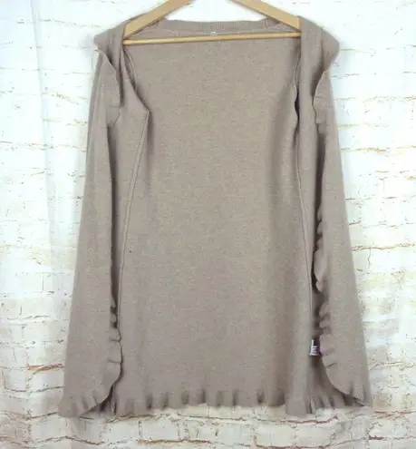 margaret o'leary Cardigan Sweater Womens S Tan Ruffle Midi Cashmere Boho FLAWS