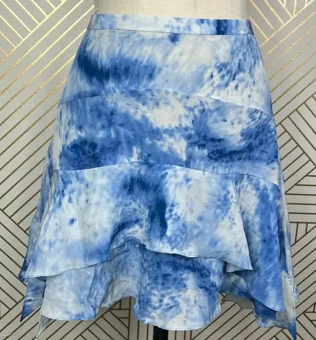 Rebecca Taylor Silk Shibori Handkerchief Skirt Blue Tie Dye Size US 6