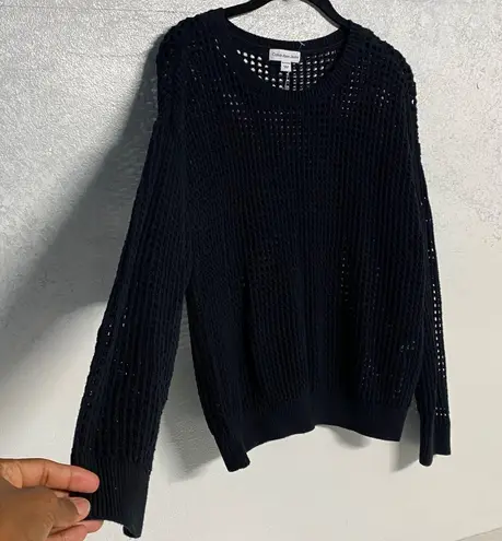 Calvin Klein Comfy and Classic Black Sweater Wax Coated Pullove Women’s PXL Size undefined