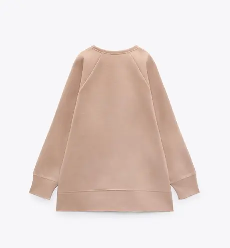 ZARA Sea tan beige oversize sweatshirt pullover sweater 