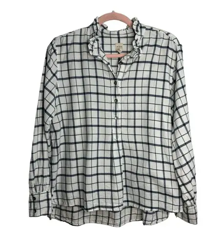 Rebecca Taylor La Vie  Brushed Check Plaid Button Down Top