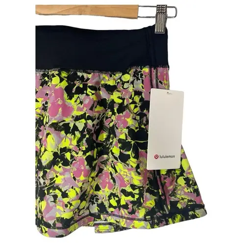 Lululemon New Womens 2 Pace Rival Mid Rise Floral Skirt Shorts Lined Multi Black