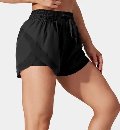 Halara NEW  Drawstring Contrast Mesh 2-in-1 Shorts Black Small