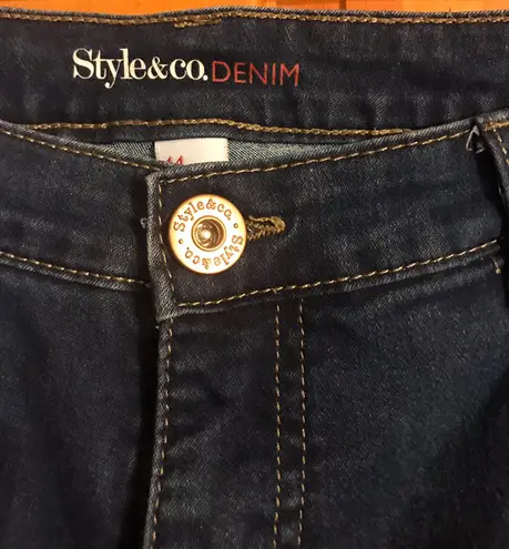Style & Co . Tummy control straight leg blue jeans