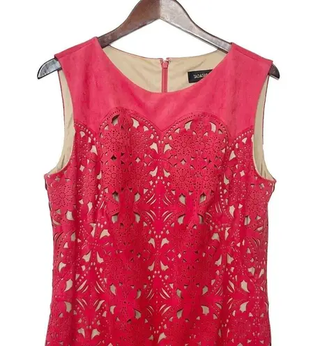 Tadashi Shoji Laser Cut Micro Suede Sheath Mini Dress In Flame Women’s Size 14