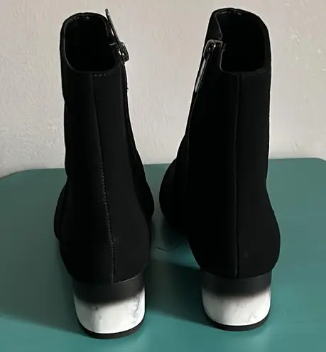 Halston Heritage New in Box Trendy Olga Black Suede Chunky 1.5” Heeled Booties