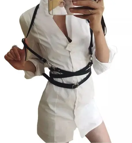 Black Punk O Ring Harness Rave Bondage New