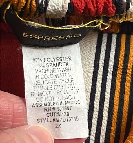 Espresso Rust Multicolored Midi Off The Shoulder Ruffled Neckline Shift Dress Size XXL - Image 3