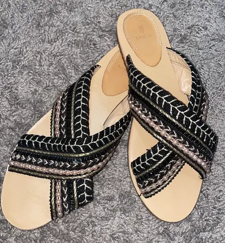 Bill Blass “Jaden” Beaded Woven Sandals Sz 9