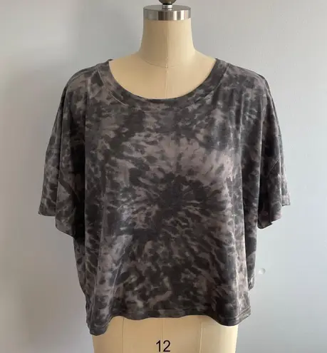 Jenni Intimates Short Sleeve Crop Pajama T-Shirt Grey Swirl Tie Dye- Size XS-NWT