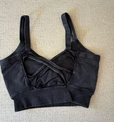 Free People Good Karma Scoop Neck Bra Washed Black M/L