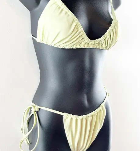 SheIn  Ruched Side Tie String Bikini Two Piece Set Swimsuit Yellow Medium