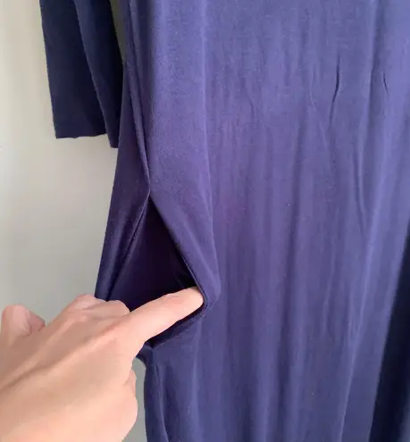 Zenana Outfitters half sleeve Maxi dress with pockets navy blue Small