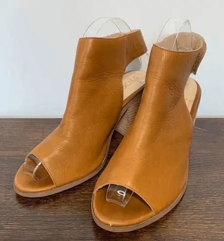 Sole Society Women's Peep Toe Bootie Heeled Sandals Ankle Strap Brown Size 8.5M