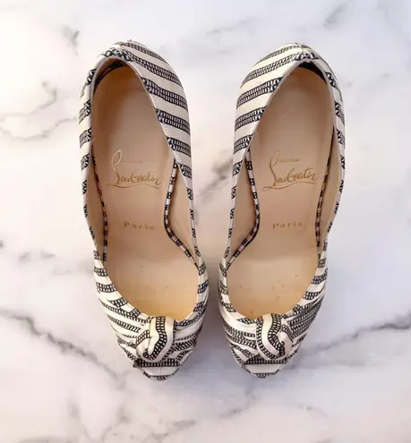 Christian Louboutin silk satin Greissimo striped pumps size IT 35 US 5