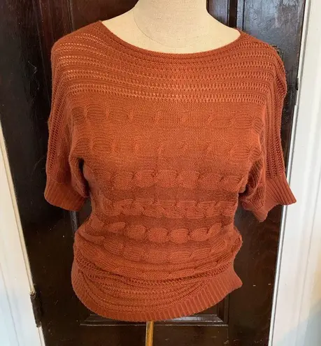 Dress Barn Size Small (Petite) milk chocolate brown  short sleeve knit blouse