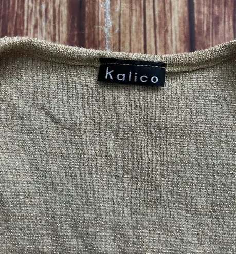 Kalico Women’s Sleeveless Scoop Neck Gold Metallic Knit Top Size Medium