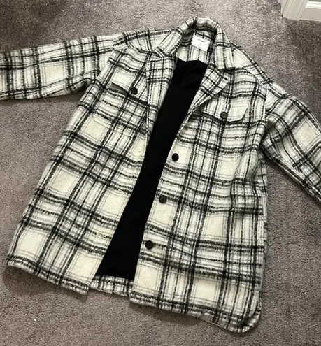 Old Navy Plaid Wool Long Jacket