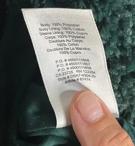 Wilfred Free Women's Green Cocoon Shawl Collar One Button Plush Jacket Sz Medium